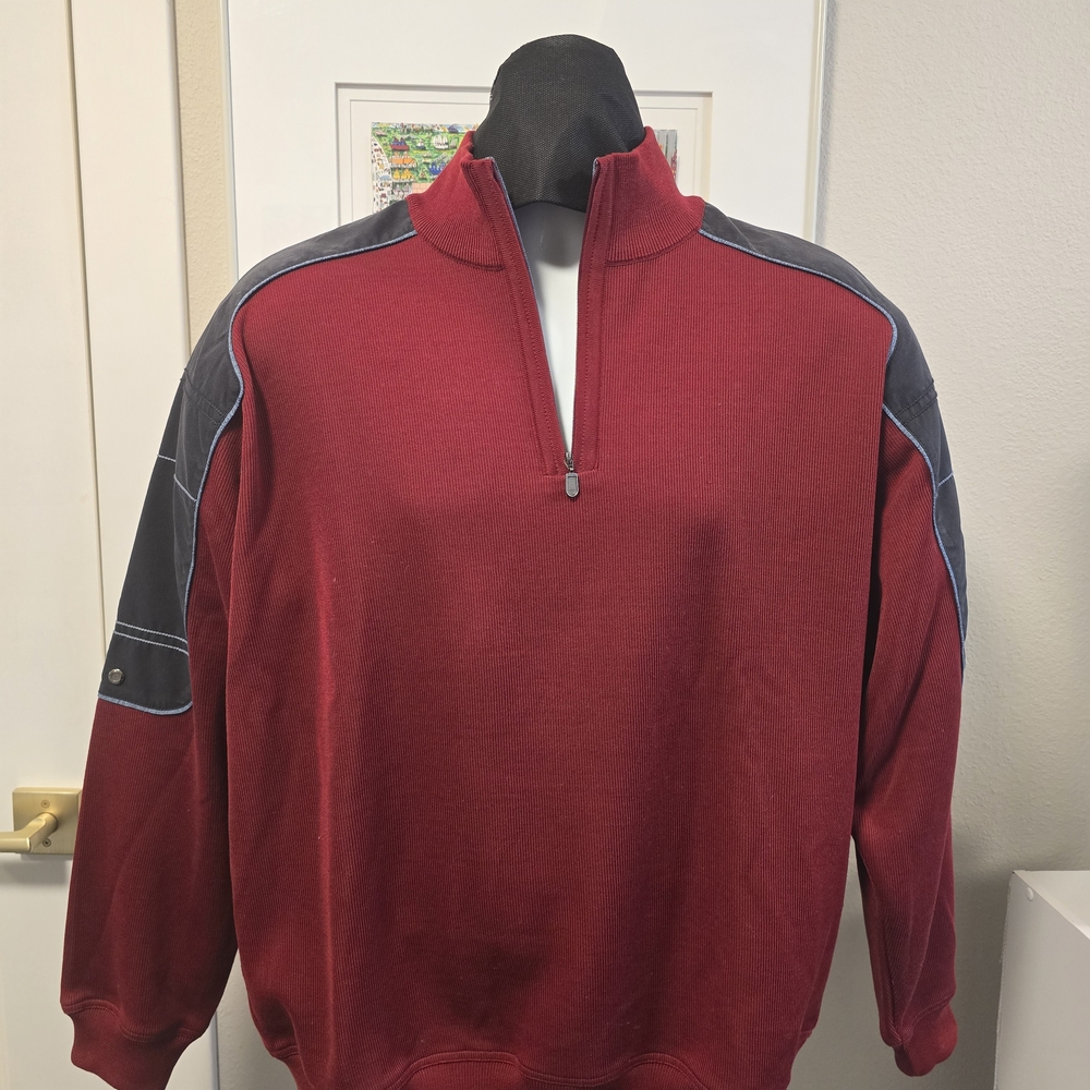 Men's Red and Gray Zip-Up Sweater St Croix Regatta